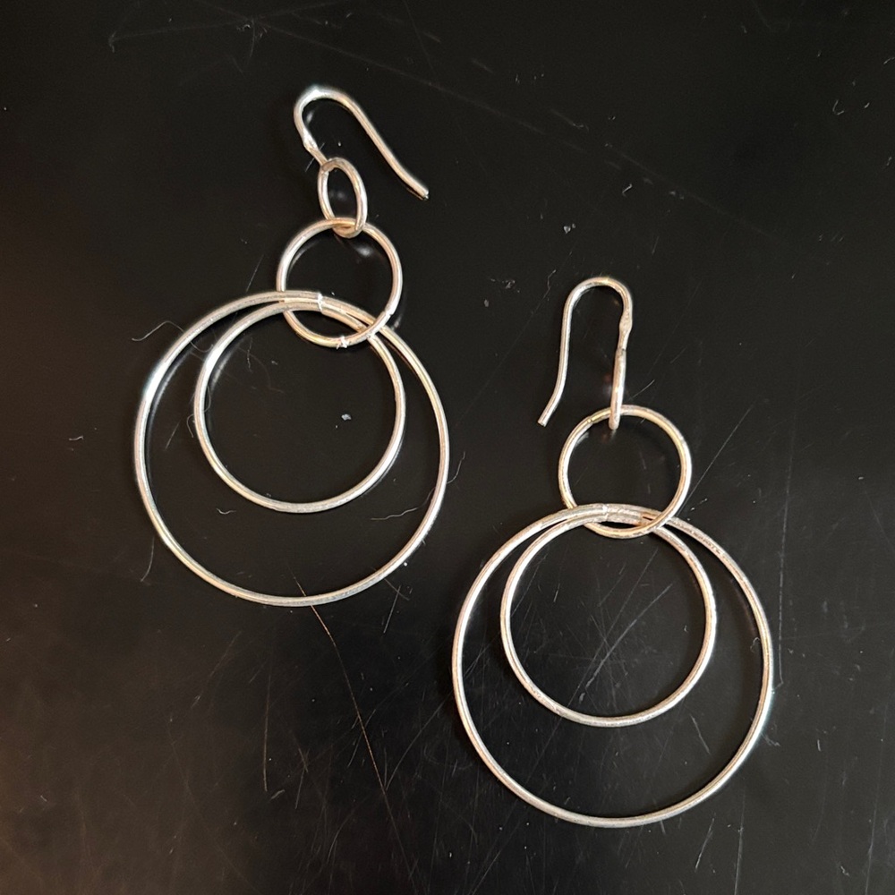Sterling Silver Hoop Dangling Earrings